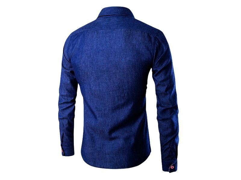 LEVE 2 PAGUE 1 - Camisas Masculina Jeans Slim Manga Longa - Azul e Azul Claro
